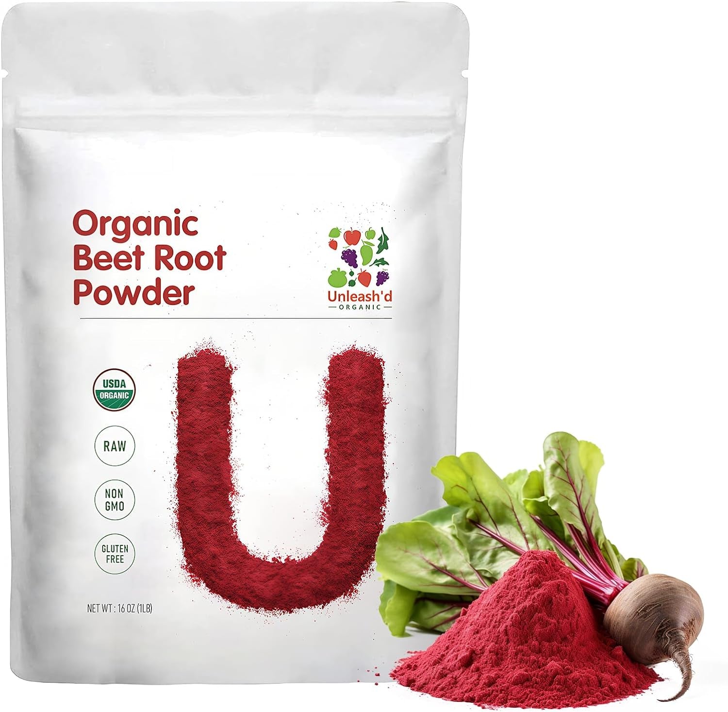 Organic Beet Root Powder 16 Oz (Packaging May Vary) Superfood Natural Nitric Oxide Booster Raw & Non-Gmo Boost Stamina and Increases Energy 
