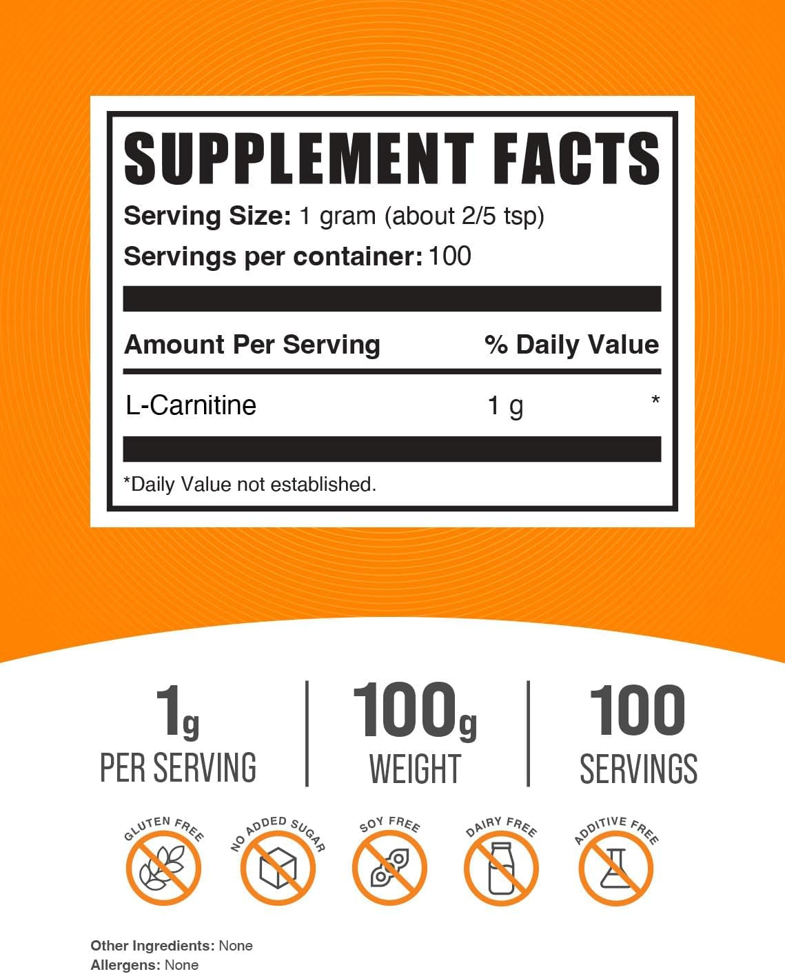 Bulksupplements.Com L-Carnitine Powder - Carnitine Supplement, L Carnitine 1000Mg, Carnitine Powder - Amino Acids Supplement, Energy Support - Gluten Free, 1G per Serving, 1Kg (2.2 Lbs)