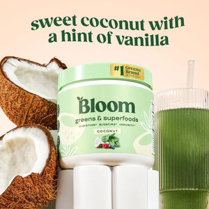 Superfood Greens Powder, Digestive Enzymes with Probiotics and Prebiotics, Gut Health, Bloating Relief for Women, Chlorella, Green Juice Mix with Beet Root Powder, 30 SVG, Coconut