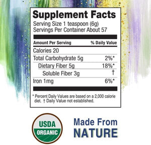 Konsyl Organic Psyllium Fiber - USDA Certified Psyllium Husk Daily Fiber Powder - All Natural Soluble Fiber, Gluten-Free & Sugar-Free - 340G Gusset Bag 