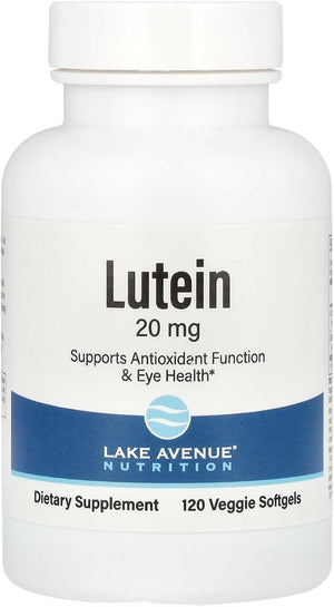 Lake Avenue Lutein Nutrition - with Lutein & Zeaxanthin from Marigold Extract - Supports Antioxidant Activity & Eye Health - Vegetarian Friendly - Gluten Free, Non-Gmo - 20 Mg - 120 Veggie Softgels