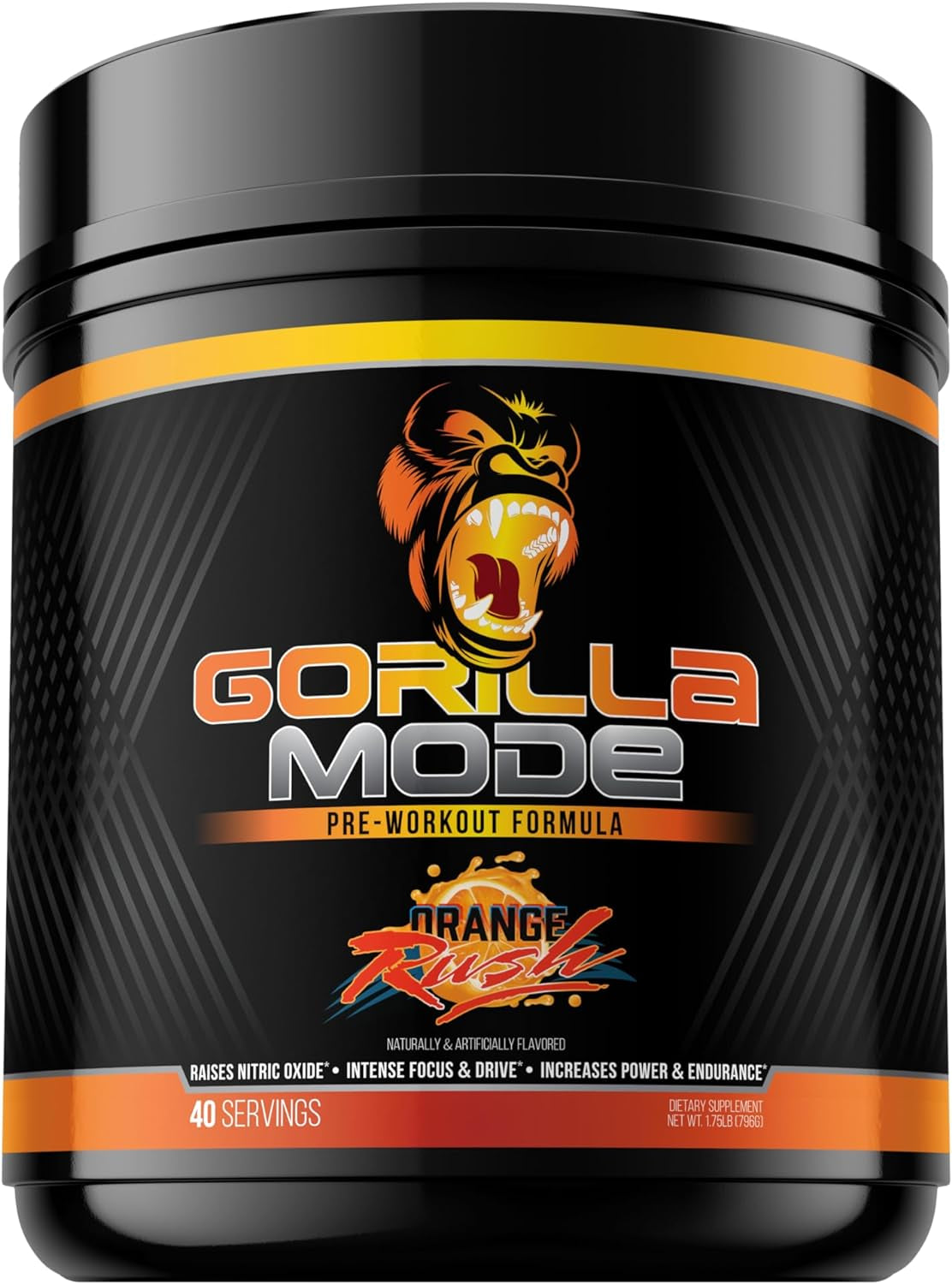 Gorilla Mode Pre Workout - Massive Pumps · Laser Focus · Energy · Power - L-Citrulline, Creatine, L-Tyrosine, Betaine, Hydroprime , Alpha-Gpc, 400Mg 