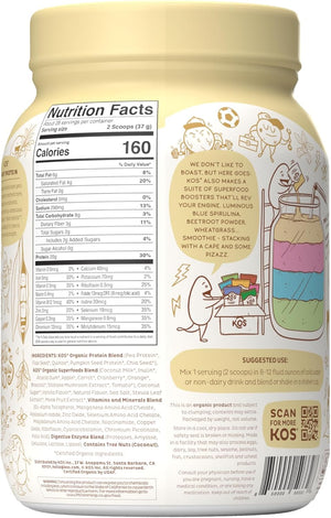 KOS Plant Based Protein Powder, No Erythritol, Chocolate Peanut Butter - Organic Pea Protein Blend, Superfood with Vitamins & Minerals - Soy, Dairy Free, Meal Replacement for Women & Men, 14 Servings