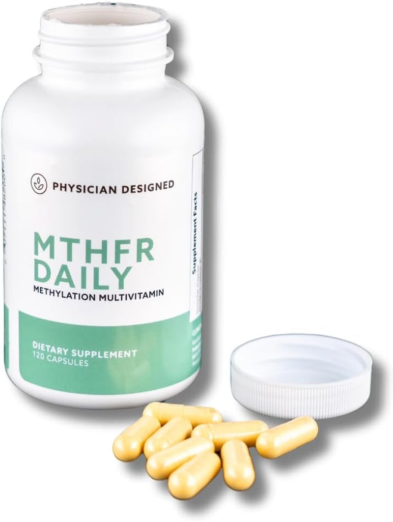 Physician Designed MTHFR Daily Multivitamin | Methylated Multivitamin for Men & Women | for Energy, Mood, & Heart | Vitamin B-Complex | 120 Capsules 