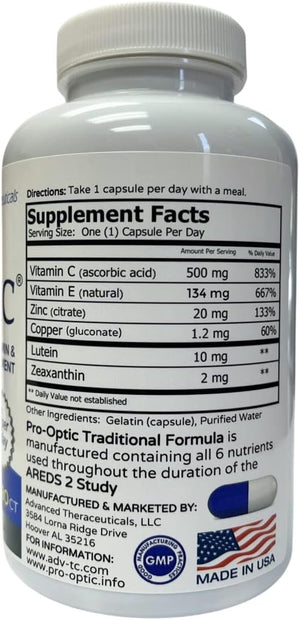 Traditional Formula (AREDS 2 Based Formula) 180 Capsules - 6 Month Supply - One Capsule per Day