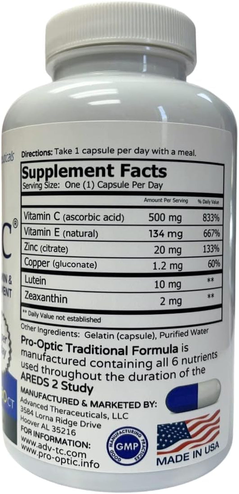 Traditional Formula (AREDS 2 Based Formula) 180 Capsules - 6 Month Supply - One Capsule per Day