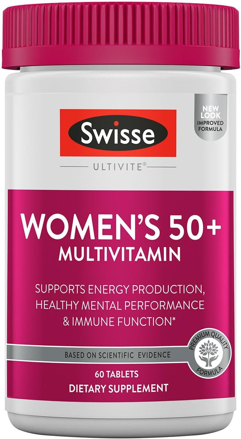 Swisse Daily Multivitamin for Women 50 and over | 41 Vitamins, Antioxidants and Minerals + Adaptogens | Energy, Stress & Immune Support | Womens 50+ Multivitamins Supplement | 60 Tablets
