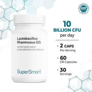 Supersmart - Lactobacillus Rhamnosus GG 10 Billion CFU per Day (LGG Probiotic with Inulin) - Digestive & Immune Support - Vaginal Flora Health | Non-Gmo & Gluten Free - 60 DR Capsules