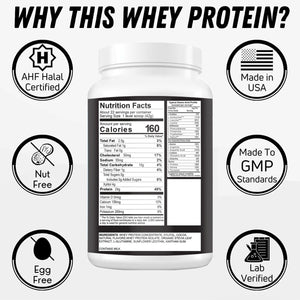 2 Lbs Halal Whey Protein Powder Creamy Chocolate. 24G Protein, 5G Bcaas & 420Mg Glutamine. for Building Lean Muscles & Recovery. Sugar-Free, Keto-Friendly, Gluten-Free, Non-Gmo 