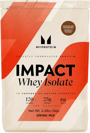 Myprotein Impact Whey Protein Isolate, 2.2 Lbs (31 Servings) Chocolate Milkshake, 25G Protein, 3.5G Glutamine & 6G BCAA per Serving, Protein Shake for Muscle Strength & Recovery