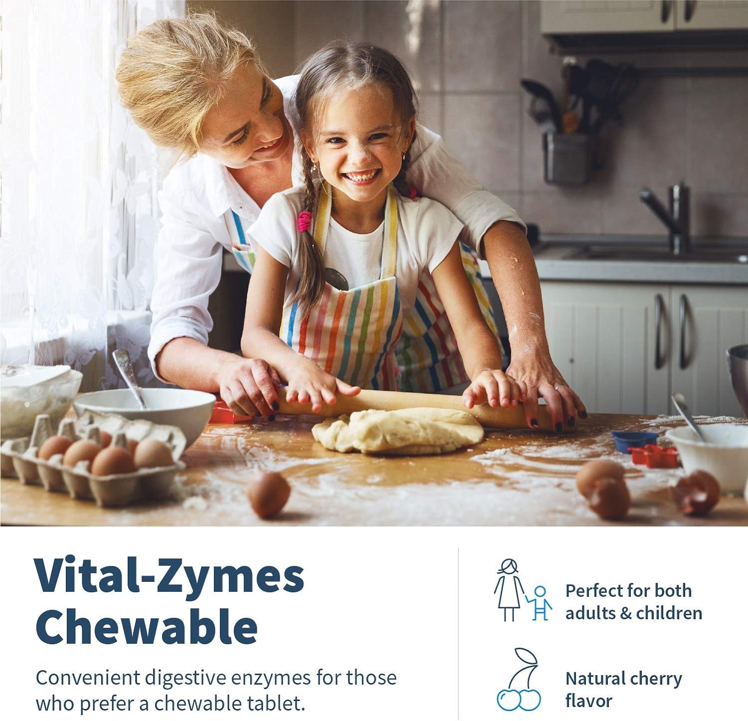 Klaire Labs Vital-Zymes Digestive Enzymes Chewable - Digestive Enzymes to Enhance Digestion - Supports the Breakdown of Proteins, Fats, Carbs, Sugars & Fibers - Gluten Free (180 Tablets)