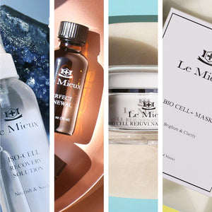 Le Mieux Age-Defying Beauty Essentials for Dry Skin - 5-Piece Luxury Skincare Facial Set - Peptide Foam Cleanser, Essence Toner, Collagen Peptide Serum, Eye Wrinkle Corrector & 24 Hr Age Defying Cream 