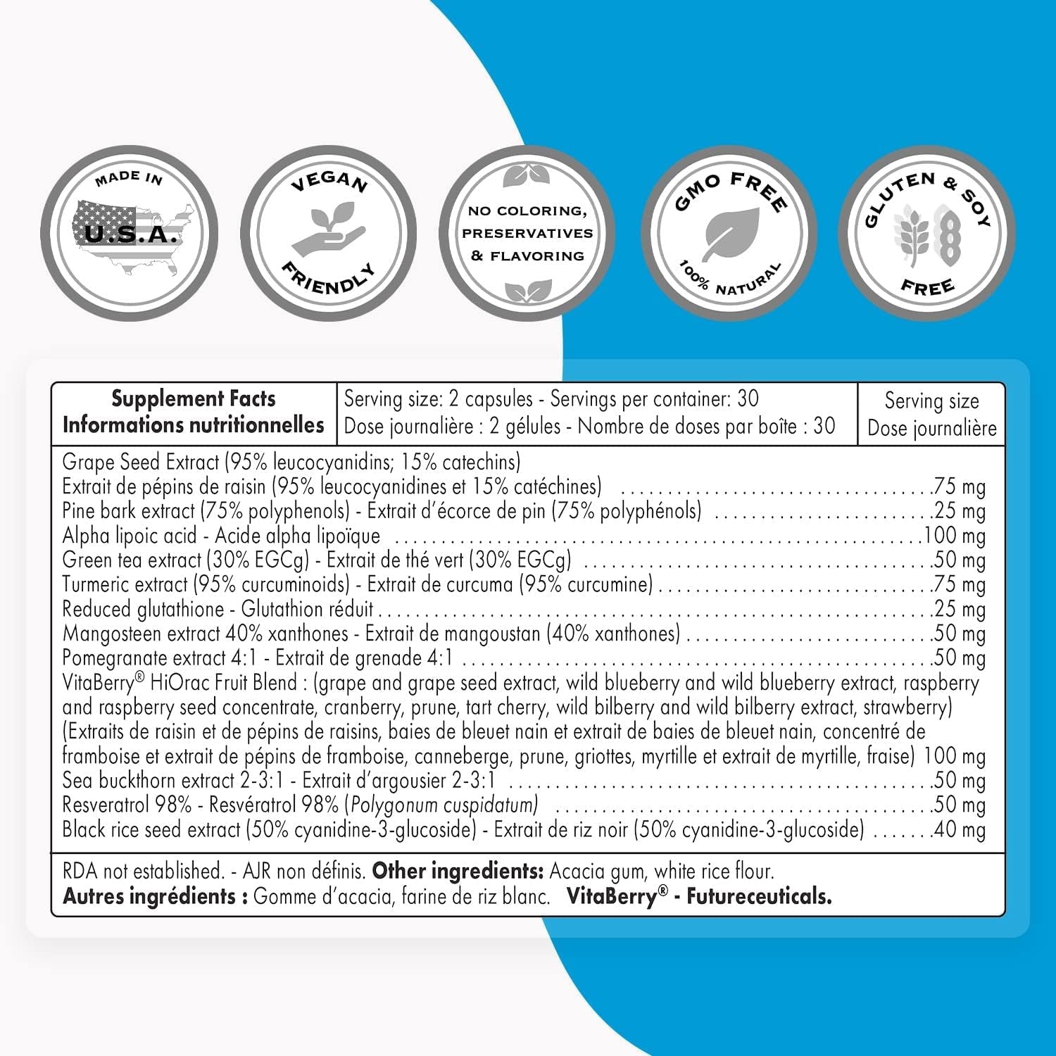 '- Antioxidant Synergy - with Tumeric Curcumin & Alpha Lipoic Acid - Powerful & anti Aging - Immune System Stimulant | Non-Gmo & Gluten Free - 60
