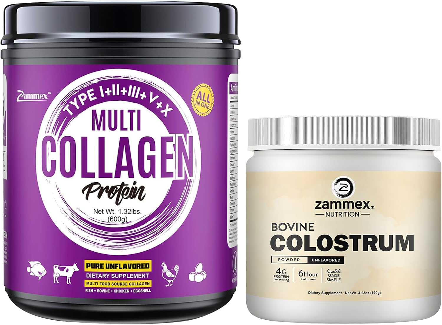 Zammex Multi Collagen Peptides+Bovine Colostrum Powder