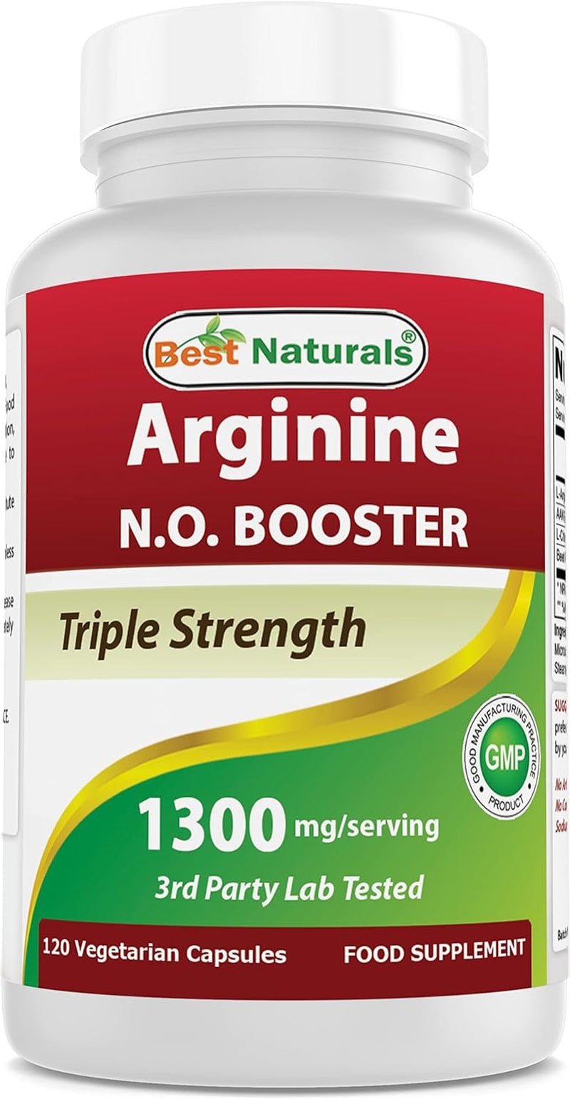 L-Arginine NO Booster Triple Strength 1300 Mg Serving 120 Veg Capsules (120 Count (Pack of 1))