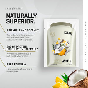 DUX NUTRITION - Fresh Whey Pineapple & Coconut - 20G of Protein per Serving - Amino Acids, Brazilian Fruits and Nuts, Pre and Post-Workout - 31.7Oz 