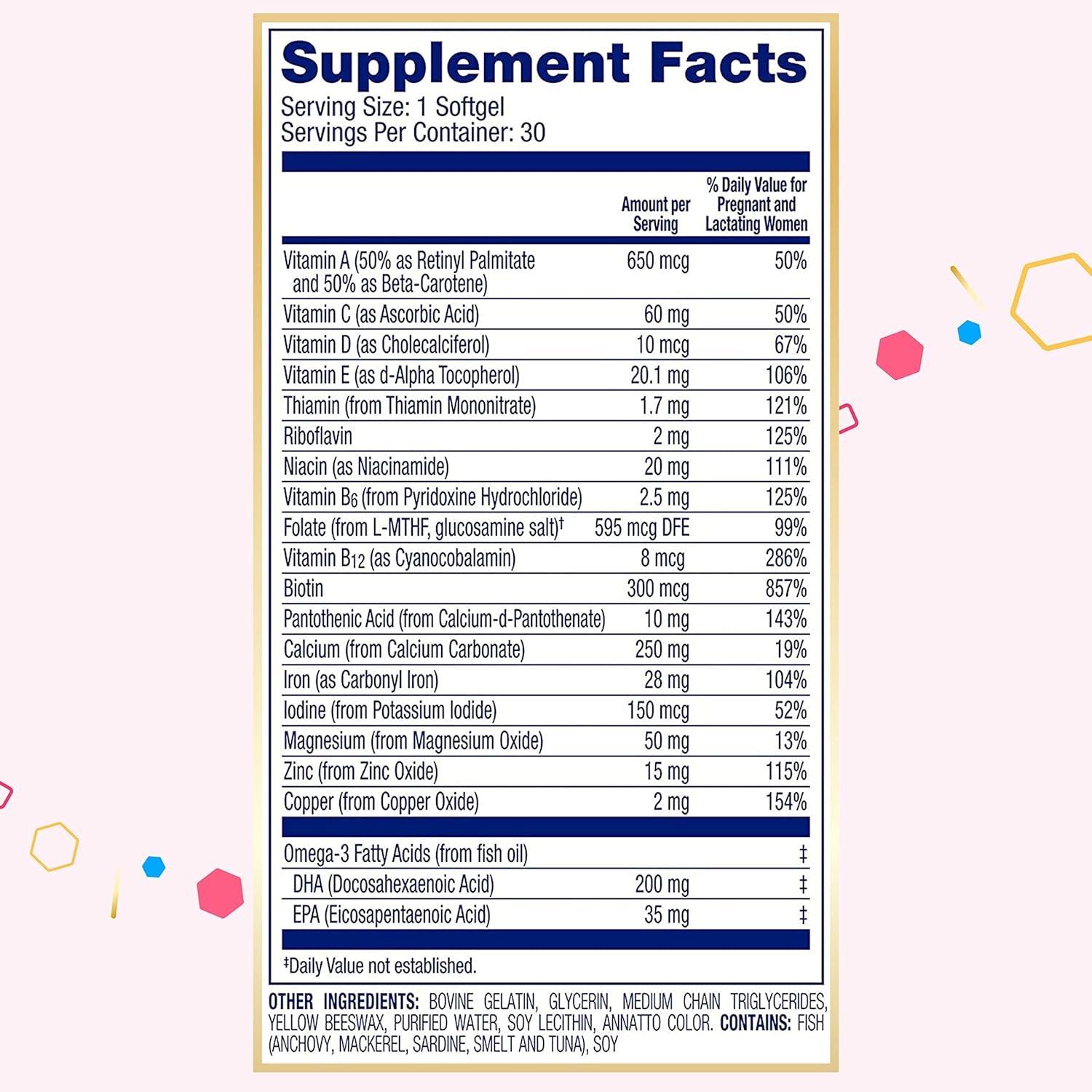 Enfamil Enfamom Prenatal Vitamin & Mineral, Supplement for Women with Calcium, Vitamin D, Vitamin C, Omega 3 DHA, 30 Softgels (1 Month Supply)
