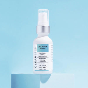 Clearstem - CELLRENEW - Collagen Stem Cell Serum - Acne + Youthful Skin Face Serum - Hyaluronic Acid, Reishi, Aloe Vera - Facial Skin Care Products - Vegan, Gluten Free, Cruelty Free - 1 Fl Oz / 29Ml
