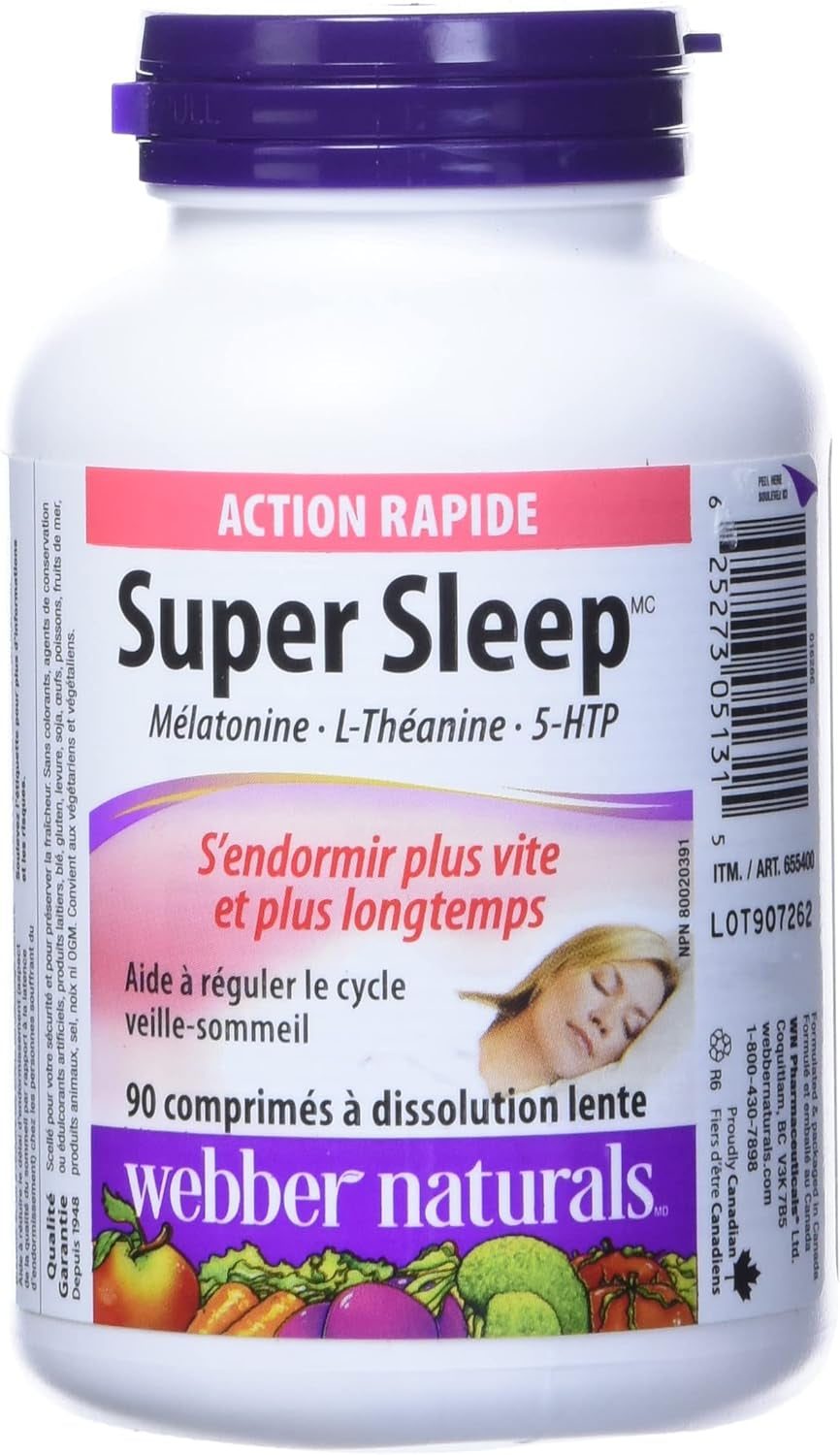Webber Naturals Super Sleep Melatonin plus L-Theanine & 5-HTP, 90 Soft-Melt Tablets (1)
