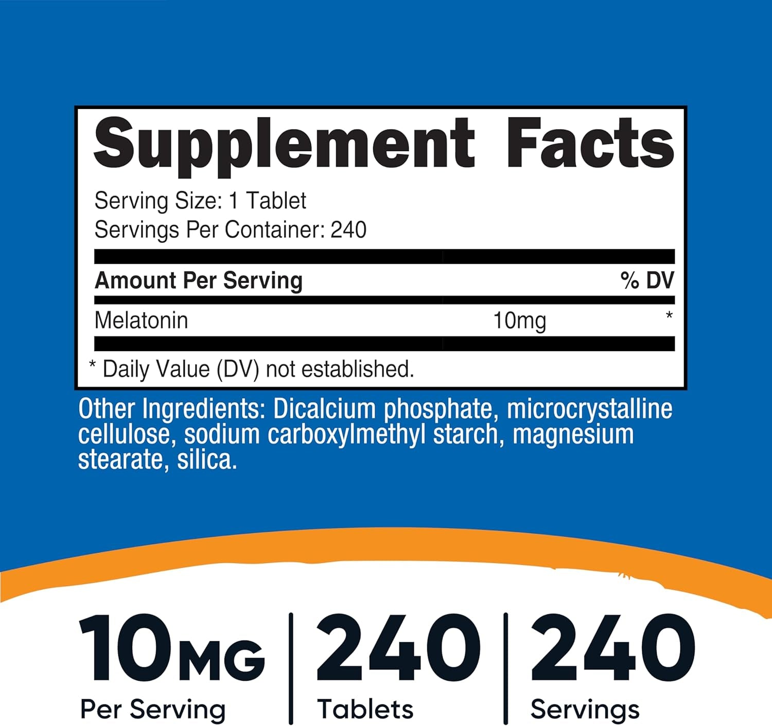 Nutricost Melatonin 10Mg, 240 Tablets - 10Mg per Serving, Non-Gmo, Gluten Free