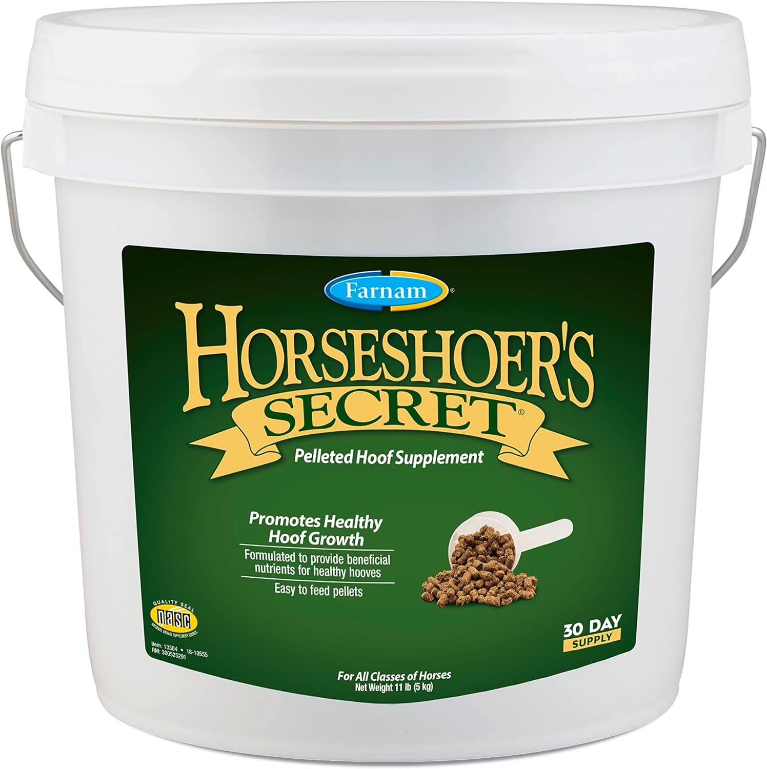 Farnam Horseshoer'S Secret Pelleted Hoof Supplements, Promotes Healthy Hoof Growth, Maintains Hoof Walls & Supports Cracked Hooves, 11 Lbs., 30 Day Supply 
