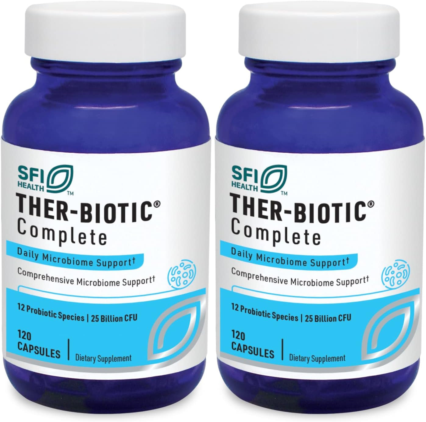 Klaire Labs Ther-Biotic Complete - 25 Billion CFU Probiotic Supplement - Hypoallergenic Probiotics for Men + Women - Digestive, GI Health + Immune Support - Dairy-Free (120 Caps / 2 Pack)