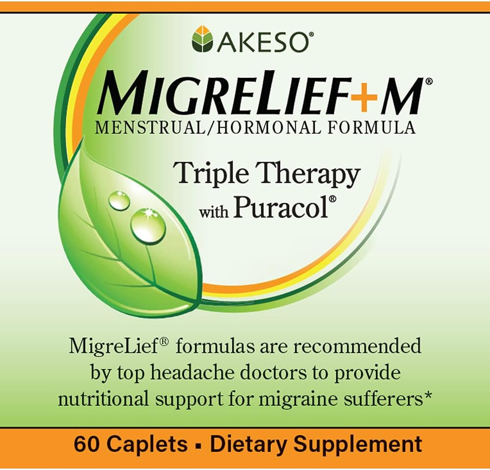 Migrelief+M, Nutritional Support for Menstrual Migraine Sufferers, 60 Caplets