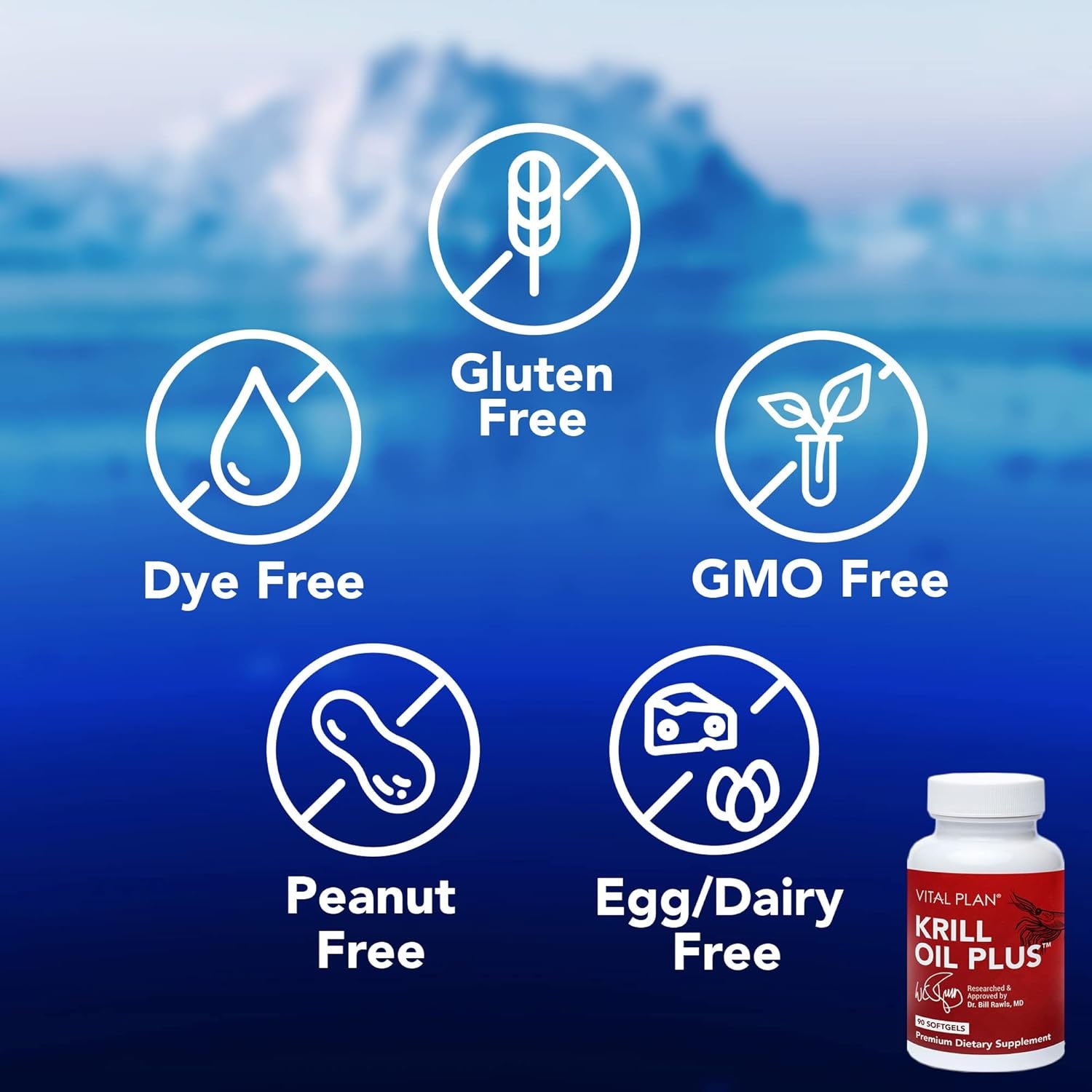 Krill Oil plus Supplement - 90 Krill Omega-3 Softgels Researched & Approved by Dr. Bill Rawls - Astaxanthin Supplement for Heart, Liver & Brain Health