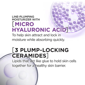 L'Oreal Paris Revitalift Moisturizer, Hyaluronic Acid Water Cream with Ceramides, Deeply Hydrating, Fragrance Free 1.7 Oz + Serum Sample