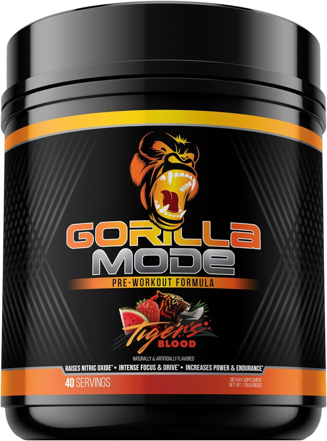Gorilla Mode Pre Workout - Massive Pumps · Laser Focus · Energy · Power - L-Citrulline, Creatine, L-Tyrosine, Betaine, Hydroprime , Alpha-Gpc, 400Mg 