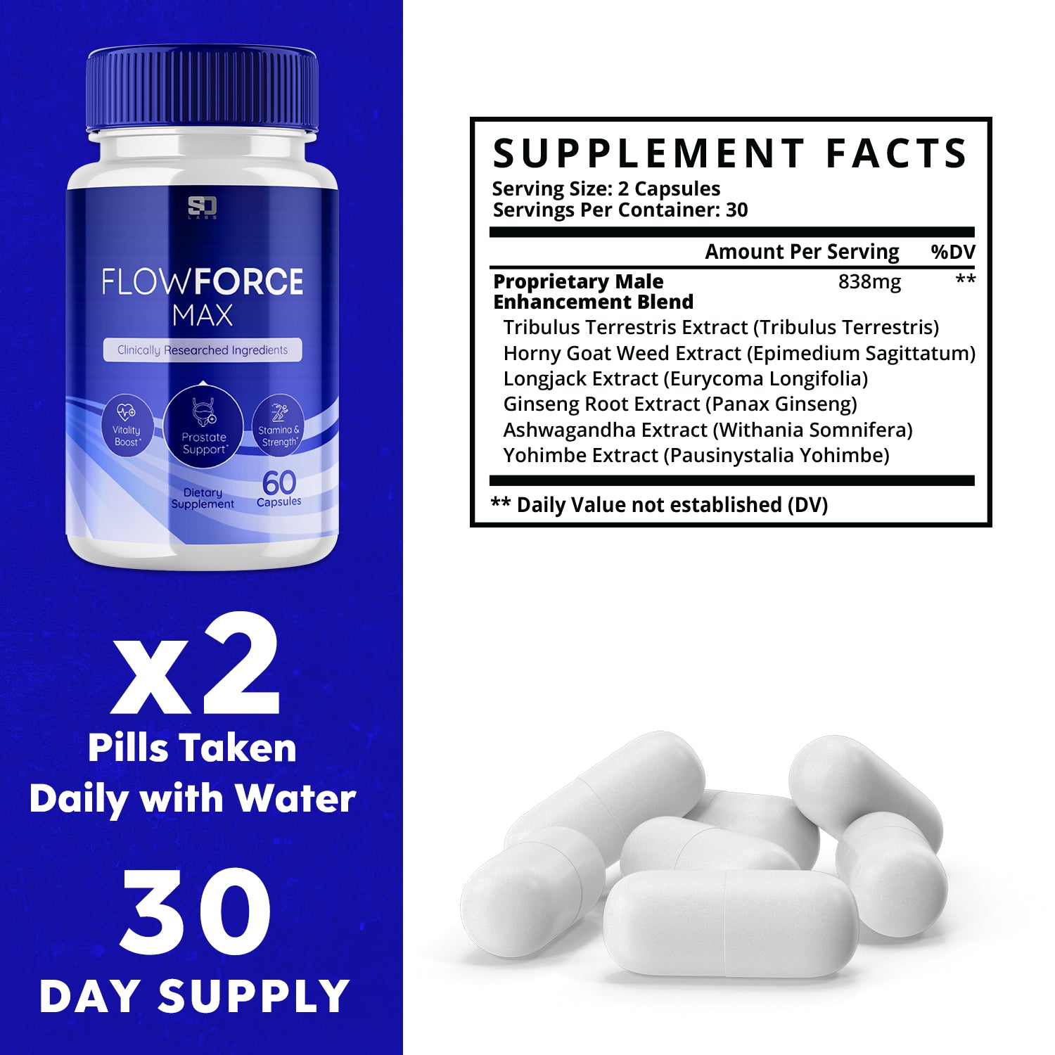 (3 Pack) Flowforce Max, Flow Force Max Male Vitality Supplement (180 Capsules) 
