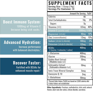 Wilderness Athlete - Hydrate & Recover | Liquid Hydration Powder Electrolyte Drink Mix - Recover Faster with Bcaas - Hydrate Powder with 1000Mg of Vitamin C - 30 Serving Tub (Strawberry Pomegranate)