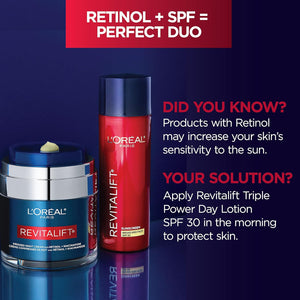 L'Oreal Paris Revitalift Pressed Night Cream, Retinol + Niacinamide, Reduces Wrinkles, Fragrance Free, 1.7 Oz + Serum Sample