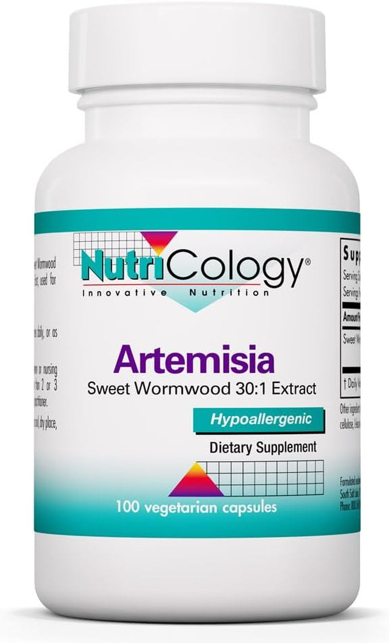 Nutricology Artemisia - Organic Sweet Wormwood Herb Extract, Artemisia Annua, 500Mg Supplement, Hypoallergenic, Vegetarian Capsules - 100 Count 