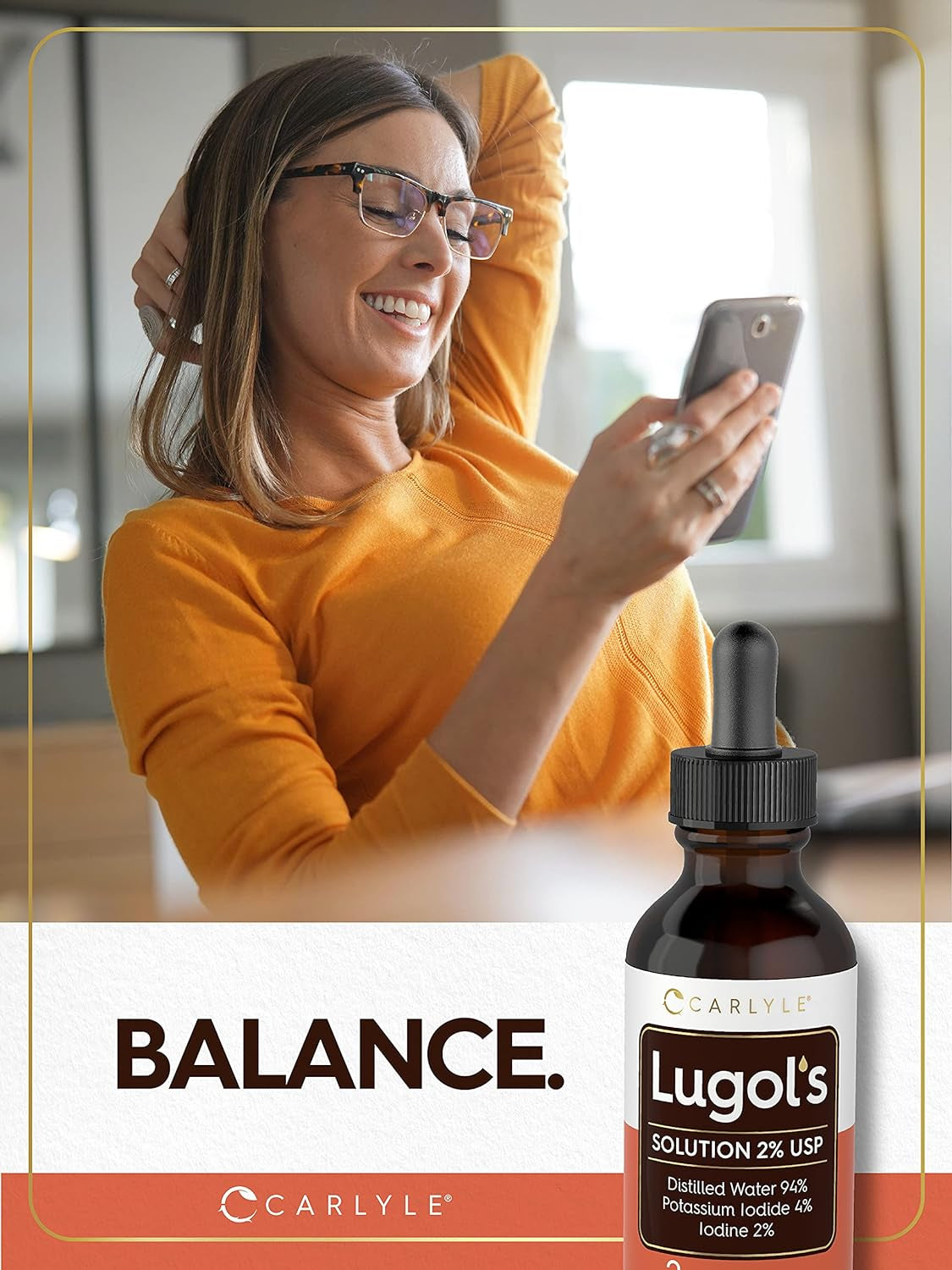 Carlyle Lugols Iodine 2 Percent 2 Fl Oz | Potassium Iodide and Iodine Solution 2% Liquid Drops