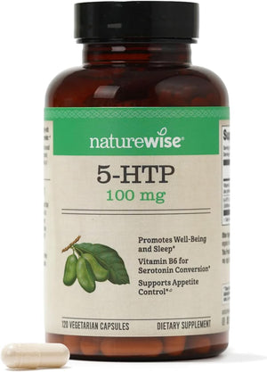 Naturewise 5-HTP 200Mg Mood Support, Natural Sleep Aid Helps Promote Healthy Eating Habits, Easy-To-Digest Delayed Release Capsules Enhanced W/ Vitamin B6, Non-Gmo (2 Month Supply - 60 Count)