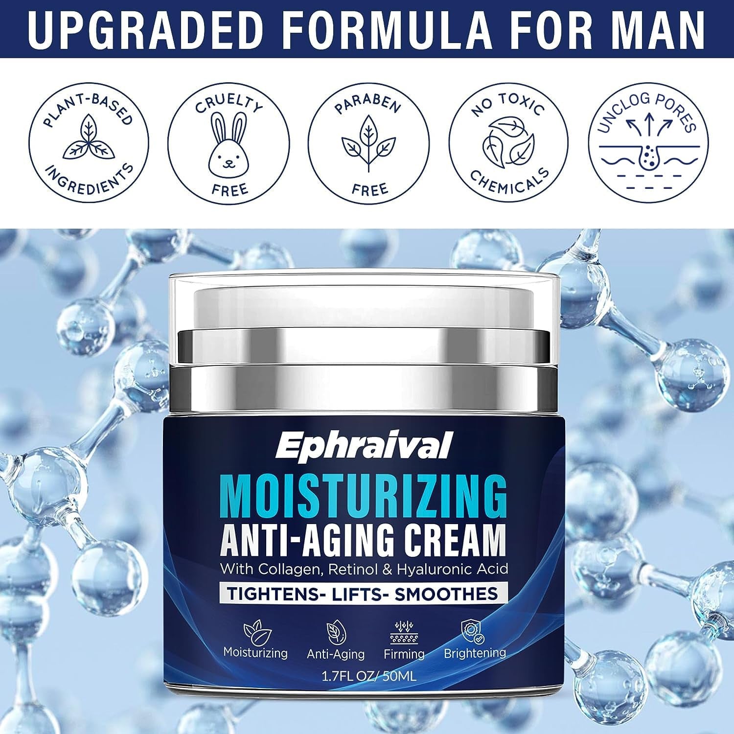 Face Moisturizer Cream with Retinol Anti-Aging: Men'S Face Firming Cream with Collagen - anti Wrinkle Facial Moisturizer Cream - Hyaluronic Acid for Mens Dry Skin Day & Night 1.7 Fl Oz