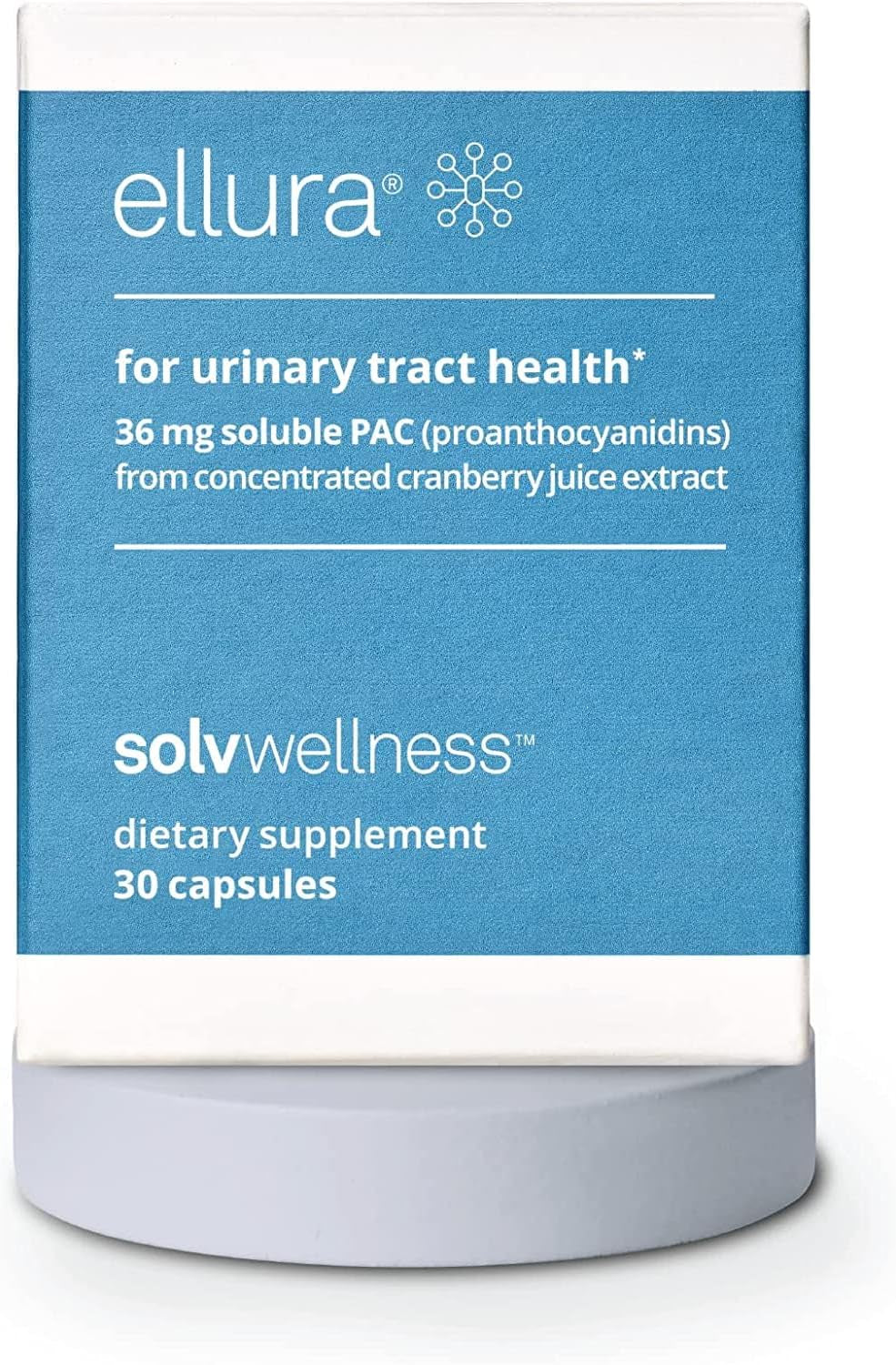 Ellura Solv Wellness Clinically Proven Cranberry Supplement: Get Ahead of Utis with 36Mg of 100% Bioavailable PAC, 30 Capsules