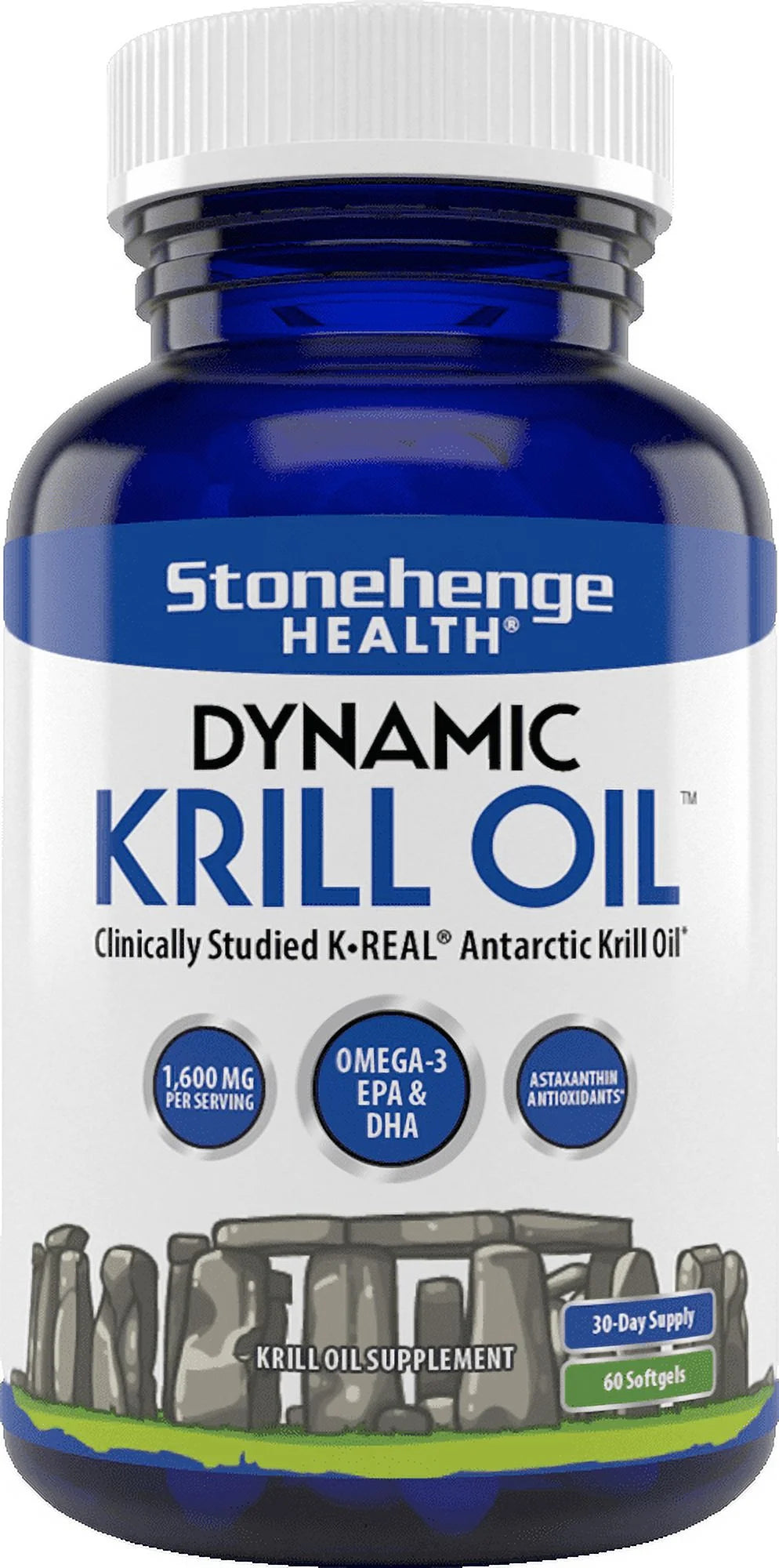 Krill Oil Omega 3 Antarctic Ocean Supplements, 1600 Mg Gels, 60 Count 