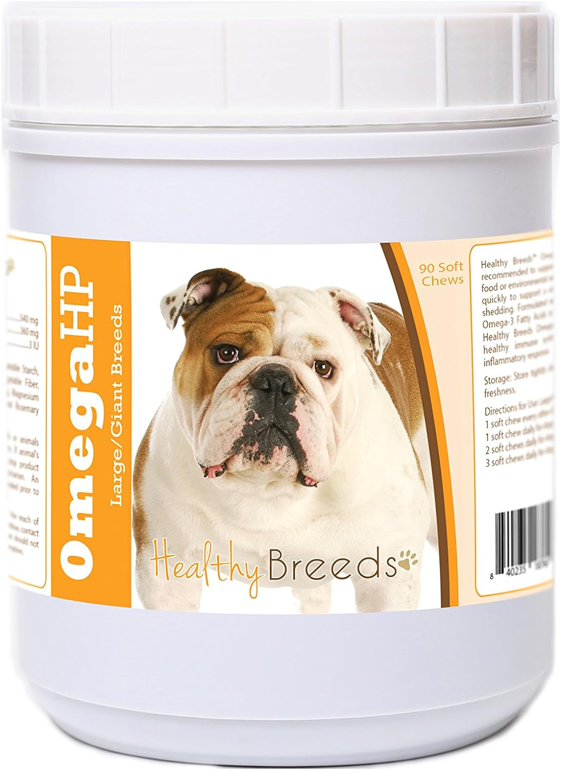 Healthy Breeds Bulldog Omega HP Fatty Acid Skin and Coat Support Soft Chews 90 Count