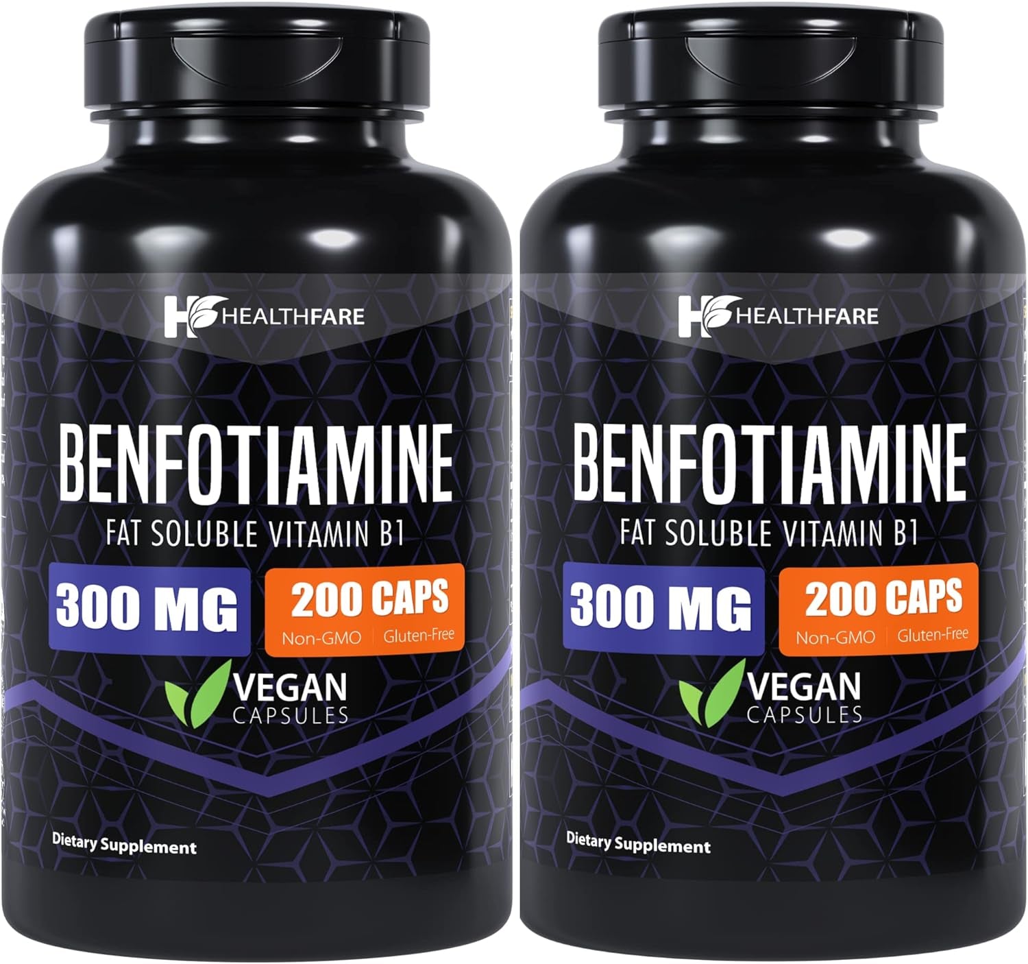 Benfotiamine 300Mg | 200 Capsules | Fat Soluble Thiamine Vitamin B1 | Supports Overall Health | Non-Gmo | Gluten Free (2-Pack)