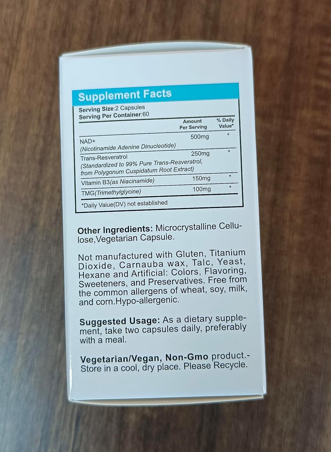 NAD Supplement 1000Mg, True NAD+ 500Mg & Resveratrol 250 Mg, Support Cellular Energy & Healthy Aging