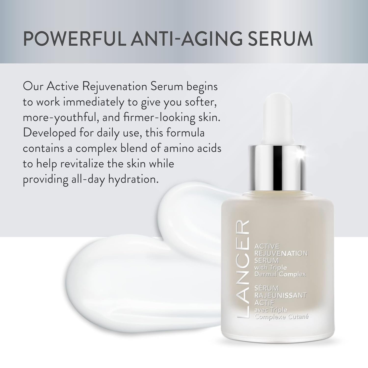 Lancer Skincare Active Rejuvenation Serum with Triple Dermal Complex, Daily Anti-Aging Face Serum, 1 Fluid Ounce 
