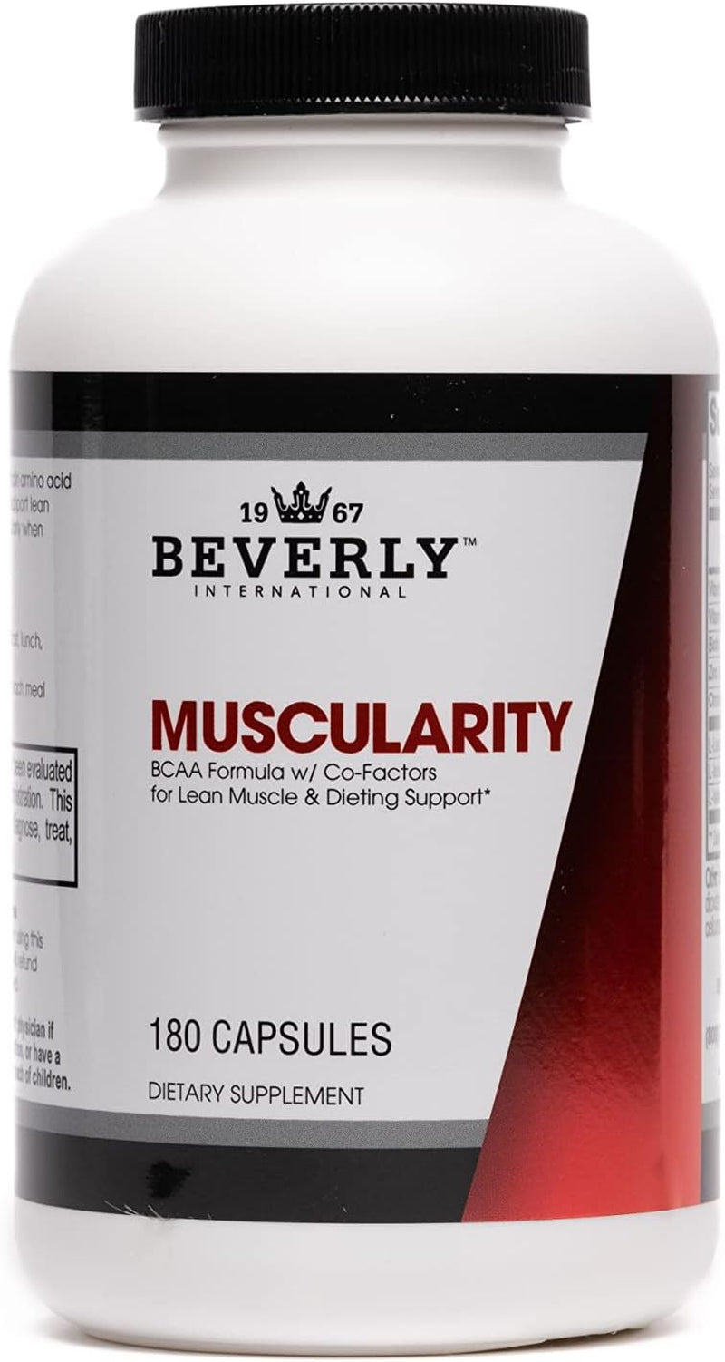 Beverly International Muscularity Specialty BCAA Formula, 180 Capsules. Branched Chain Amino Acids + Chromium Picolinate, B6-B12. Improves Energy 