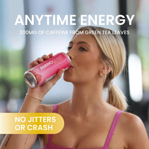 Aminolean Energy Drink – Sugar Free Amino Energy with Natural Caffeine & Vegan Amino Acids for No Jitters, Tingles, or Crash, Variety, 12 Pack 