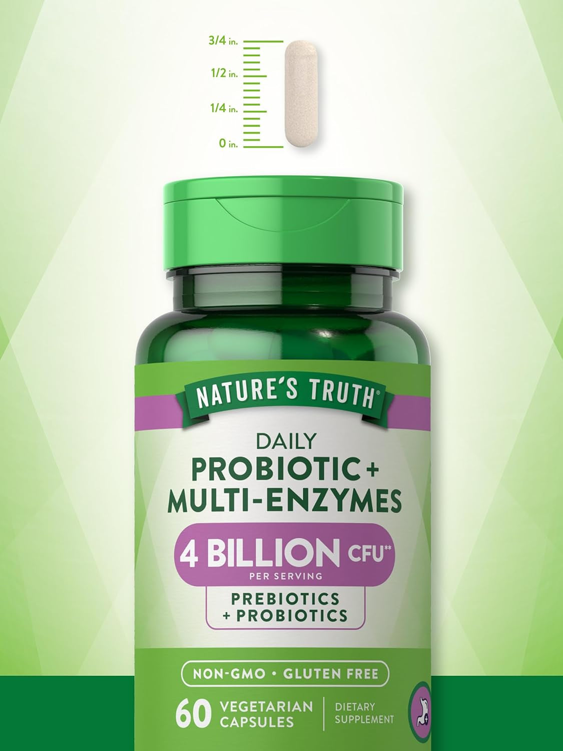 Probiotics with Enzymes | 60 Capsules | Stomach Friendly for Men and Women | Non-Gmo and Gluten Free Digestive Health Supplement