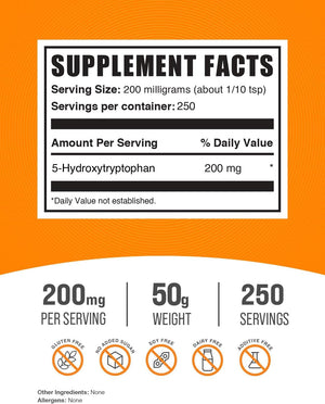 Bulksupplements.Com 5-HTP Powder - 5-Hydroxytryptophan, 5 HTP Supplement - 5-HTP 200Mg, Mood Support Supplement - Gluten Free, 200Mg per Serving, 100G (3.5 Oz) (Pack of 1)