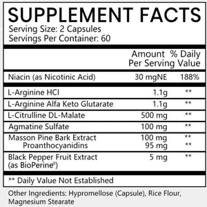 L-Arginin 120 Capsules Nitric Oxide, Testosteron Booster, Men'S Health Support 