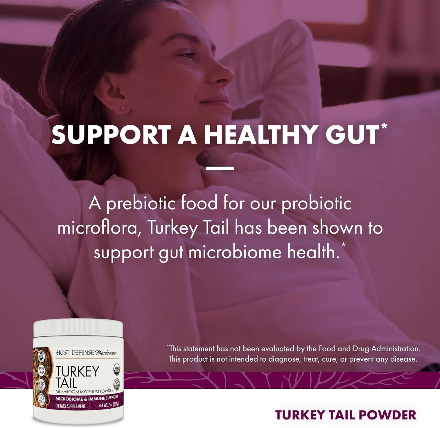 Host Defense Turkey Tail Mushroom Powder - Digestive Health & Immune Response Support Supplement - Mushroom Supplement for Gastrointestinal & Gut Microbiome Support - 7 Oz (133 Servings)*