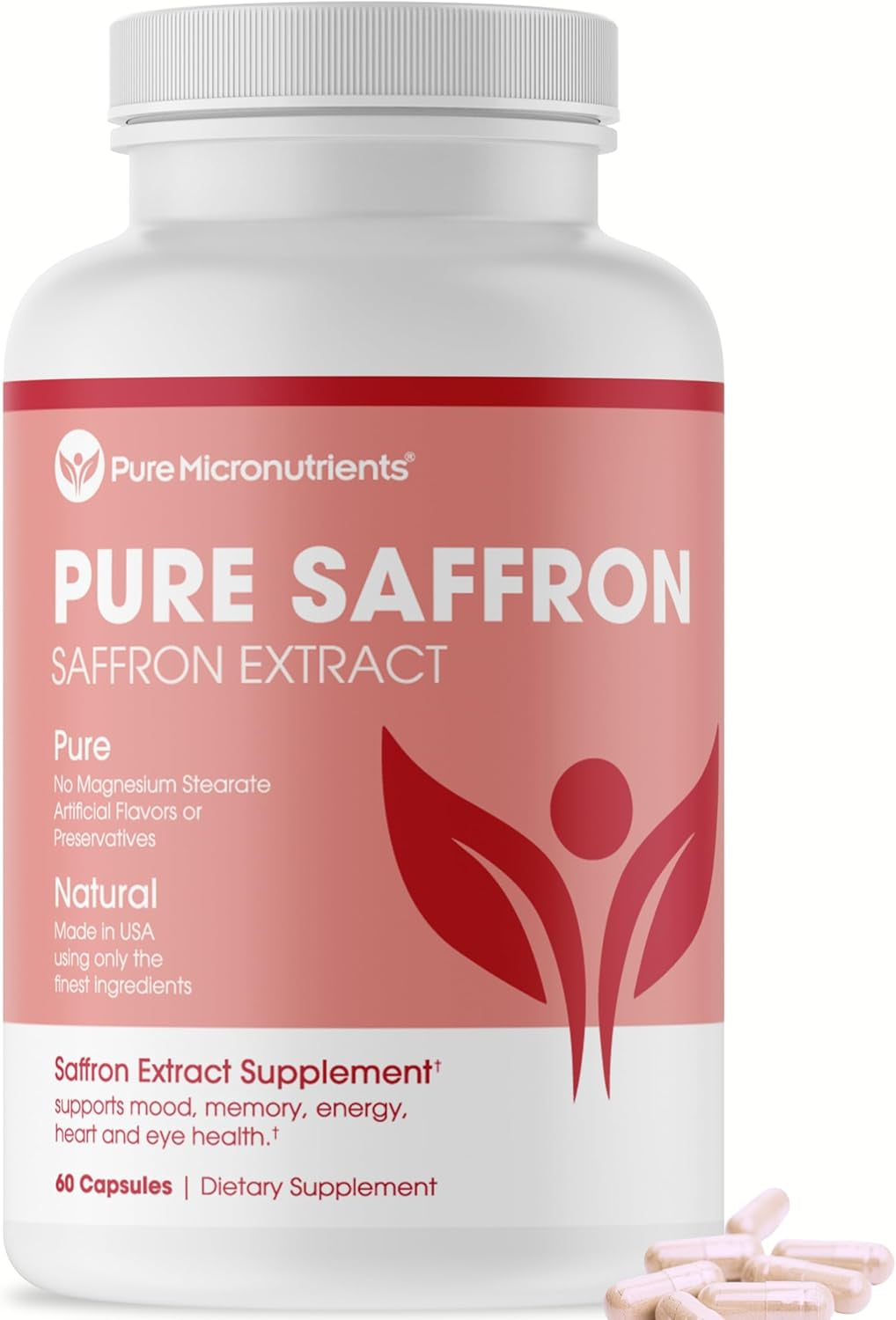 Saffron Supplements - 100% Pure Saffron Extract Capsules - Boost Energy & Mood, Support Eye & Heart Health by Pure Micronutrients